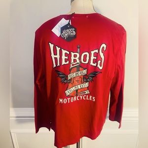 Heroes Motors LADIES Long Sleeve RUST AND ROLL Logo crimson 100% Cotton(97)